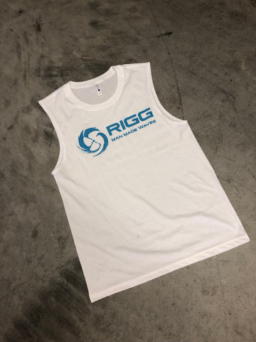 "The Super" Muscle Tank - White - Clothing, Men's Tanks - Wake Wear, RIGG Wake Wear - RIGG Wake Wear