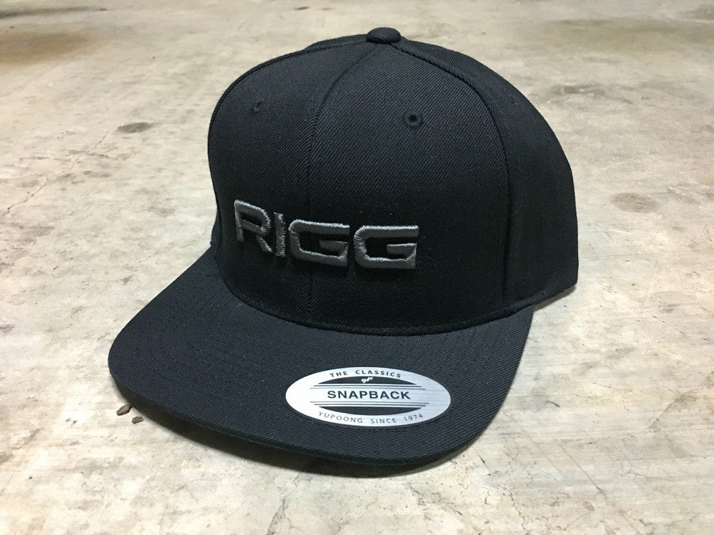 Black Charcoal Stitch RIGG 3D Logo Premium Classic Snapback - Clothing, Snapback - Wake Wear, RIGG Wake Wear - RIGG Wake Wear