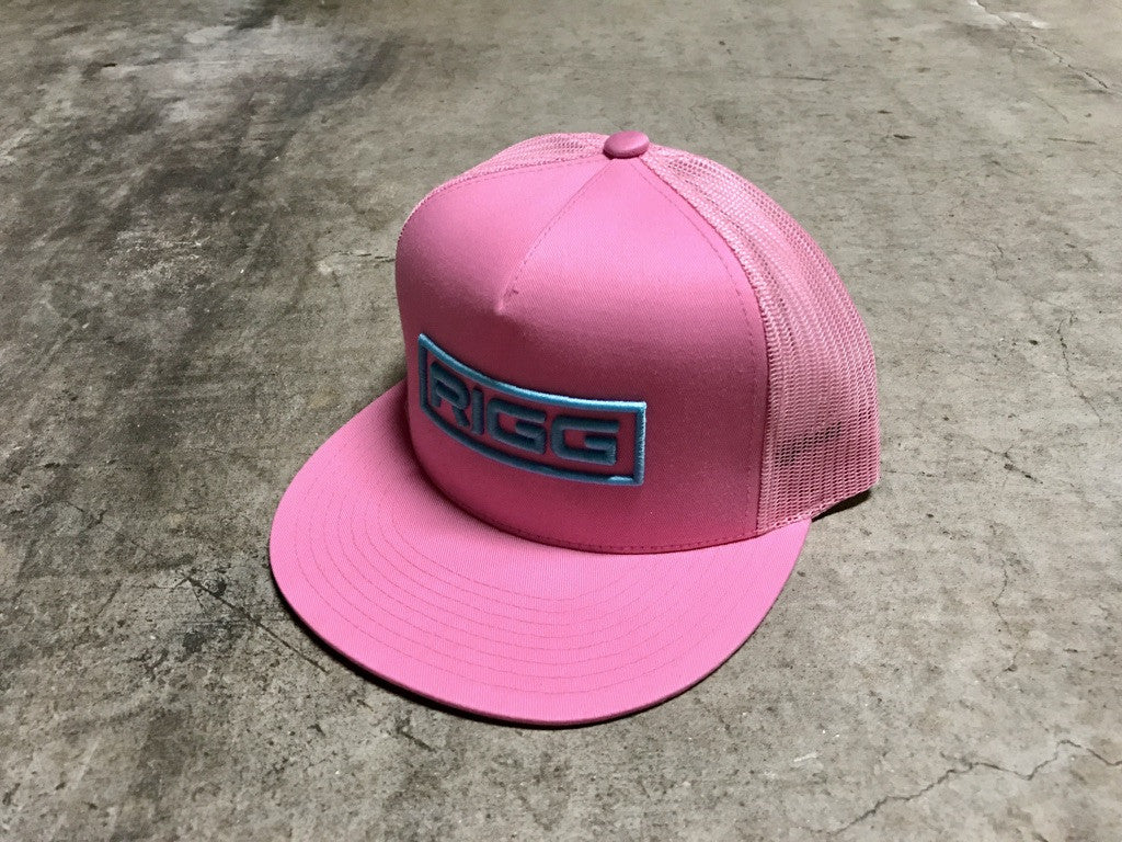 Pink Aqua RIGG Logo Snapback Trucker Hat - Clothing, Snapback - Wake Wear, RIGG Wake Wear - RIGG Wake Wear