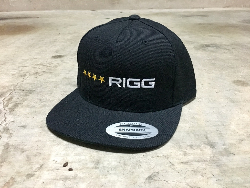 Black 4 Star RIGG Premium Classic Snapback - Clothing, Snapback - Wake Wear, RIGG Wake Wear - RIGG Wake Wear