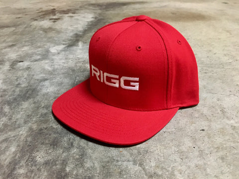 Red White Flat Stitch RIGG Logo Premium Classic Snapback - Clothing, Snapback - Wake Wear, RIGG Wake Wear - RIGG Wake Wear