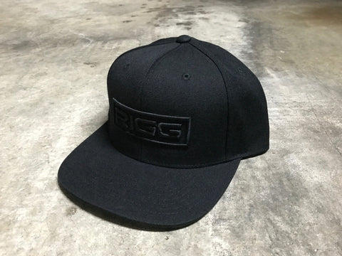 Black Black Stitch RIGG 3D Logo Boxed Premium Classic Snapback - Clothing, Snapback - Wake Wear, RIGG Wake Wear - RIGG Wake Wear