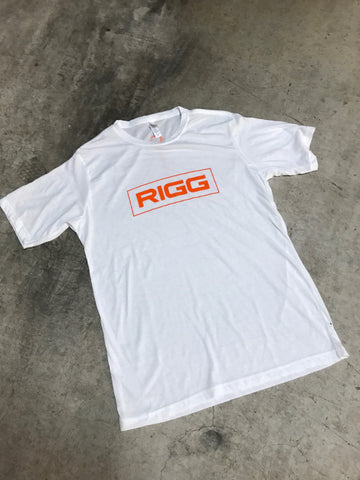White Orange Boxed RIGG - S/S - Clothing, T-Shirt - Wake Wear, RIGG Wake Wear - RIGG Wake Wear