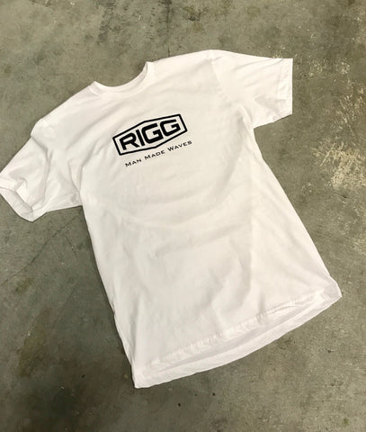 RIGG Man Made Waves Black Screen - White S/S - Clothing, T-Shirt - Wake Wear, RIGG Wake Wear - RIGG Wake Wear