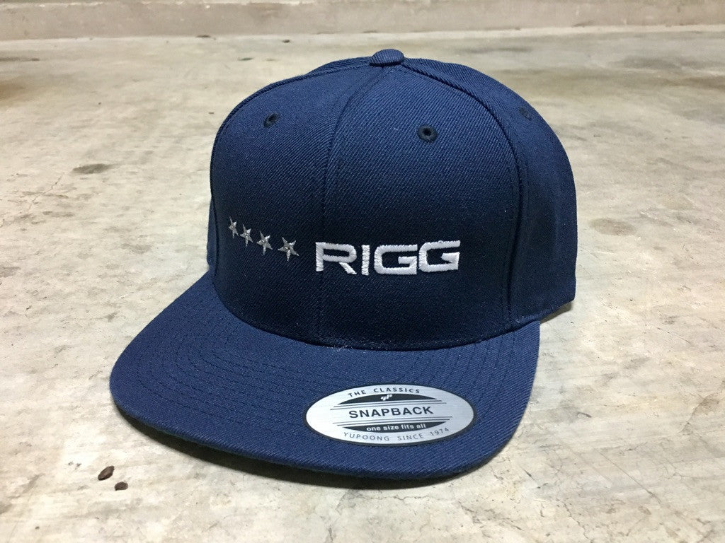 Navy Blue 4 Star RIGG Premium Classic Snapback - Clothing, Snapback - Wake Wear, RIGG Wake Wear - RIGG Wake Wear