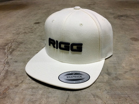 Natural White Black Stitch RIGG 3D Logo Premium Classic Snapback - Clothing, Snapback - Wake Wear, RIGG Wake Wear - RIGG Wake Wear