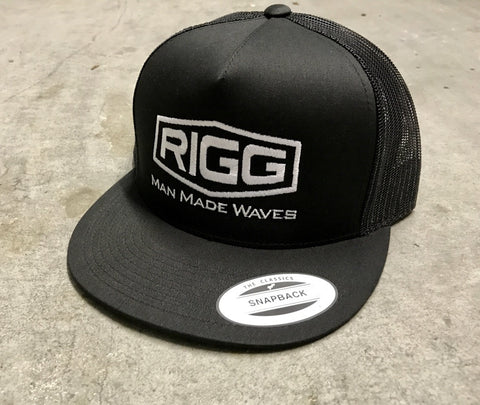 RIGG MMW SnapBack Black Mesh Trucker Hat - Clothing, Flex Fit - Wake Wear, RIGG Wake Wear - RIGG Wake Wear
