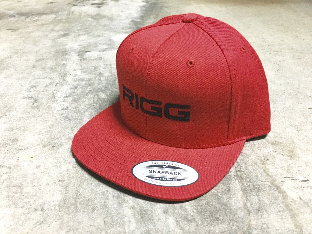 Red Black Flat Stitch RIGG Logo Premium Classic Snapback - Clothing, Snapback - Wake Wear, RIGG Wake Wear - RIGG Wake Wear